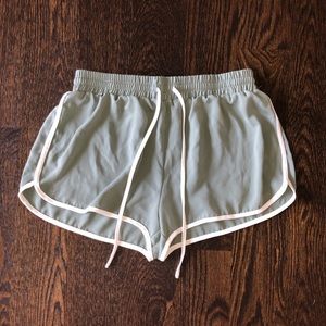 forever 21 green and white track short